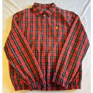 Polo Ralph Lauren Size Small Plaid Zip Up Jacket Men Red Vintage Y2K